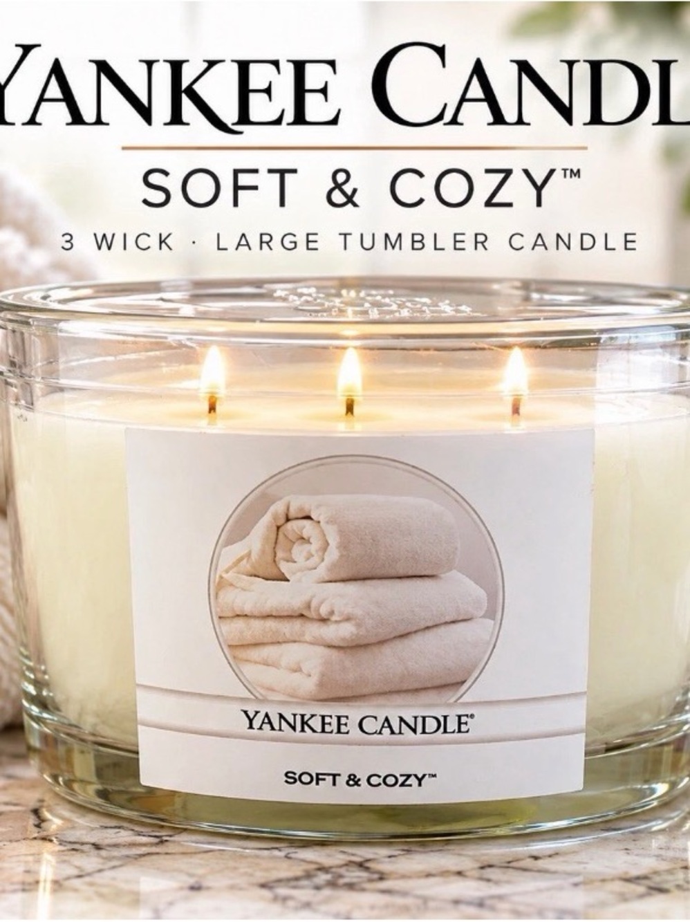 Yankee Candle Soft & Cozy 3 Wick Large Tumbler Candle 18 oz Discontinued Scent